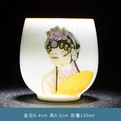 White Porcelain Master Cup, Jade Mud Tea Cup, Ceramic Landscape Tea Cup, Cat Cup, Lotus Single Cup, Household Tea Accessories
