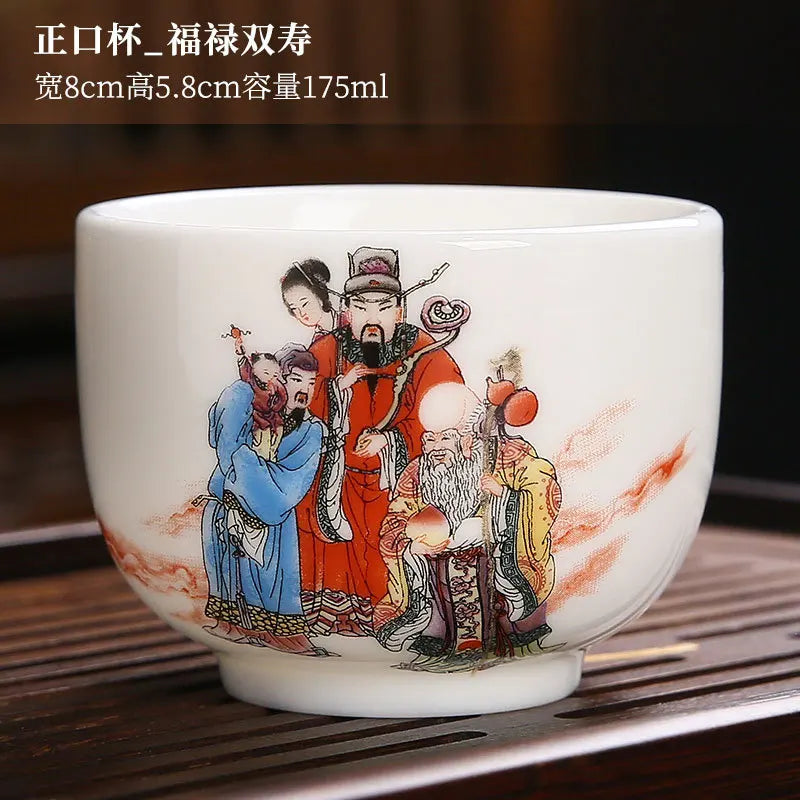 White Porcelain Tea Cup Large Handmade Ceramic Teacup Household Tea Bowl Handpainted Kung Fu Tea Set Master Cup Chinese Teaware