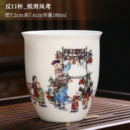White Porcelain Tea Cup Large Handmade Ceramic Teacup Household Tea Bowl Handpainted Kung Fu Tea Set Master Cup Chinese Teaware