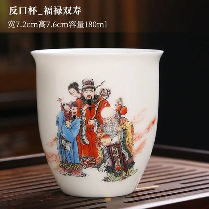 White Porcelain Tea Cup Large Handmade Ceramic Teacup Household Tea Bowl Handpainted Kung Fu Tea Set Master Cup Chinese Teaware