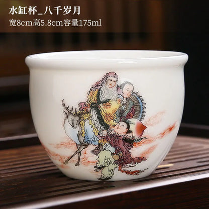 White Porcelain Tea Cup Large Handmade Ceramic Teacup Household Tea Bowl Handpainted Kung Fu Tea Set Master Cup Chinese Teaware