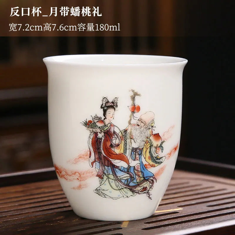 White Porcelain Tea Cup Large Handmade Ceramic Teacup Household Tea Bowl Handpainted Kung Fu Tea Set Master Cup Chinese Teaware