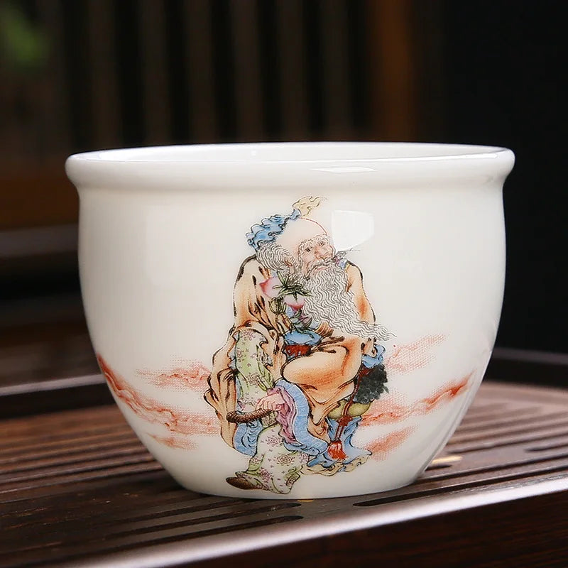White Porcelain Tea Cup Large Handmade Ceramic Teacup Household Tea Bowl Handpainted Kung Fu Tea Set Master Cup Chinese Teaware