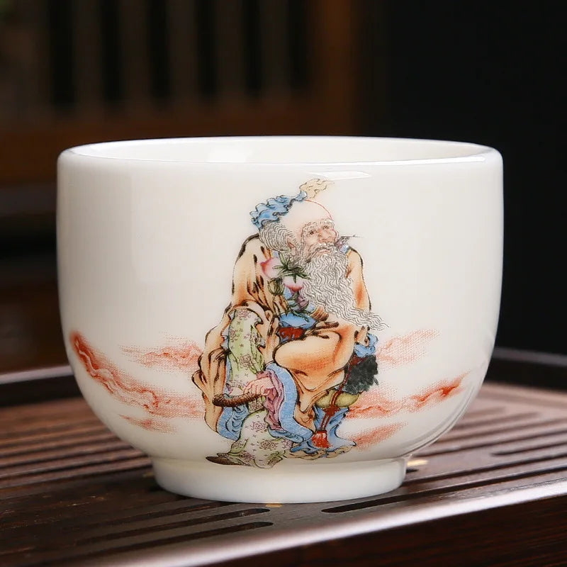 White Porcelain Tea Cup Large Handmade Ceramic Teacup Household Tea Bowl Handpainted Kung Fu Tea Set Master Cup Chinese Teaware