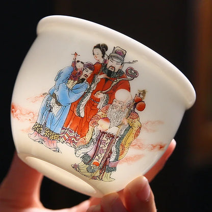 White Porcelain Tea Cup Large Handmade Ceramic Teacup Household Tea Bowl Handpainted Kung Fu Tea Set Master Cup Chinese Teaware