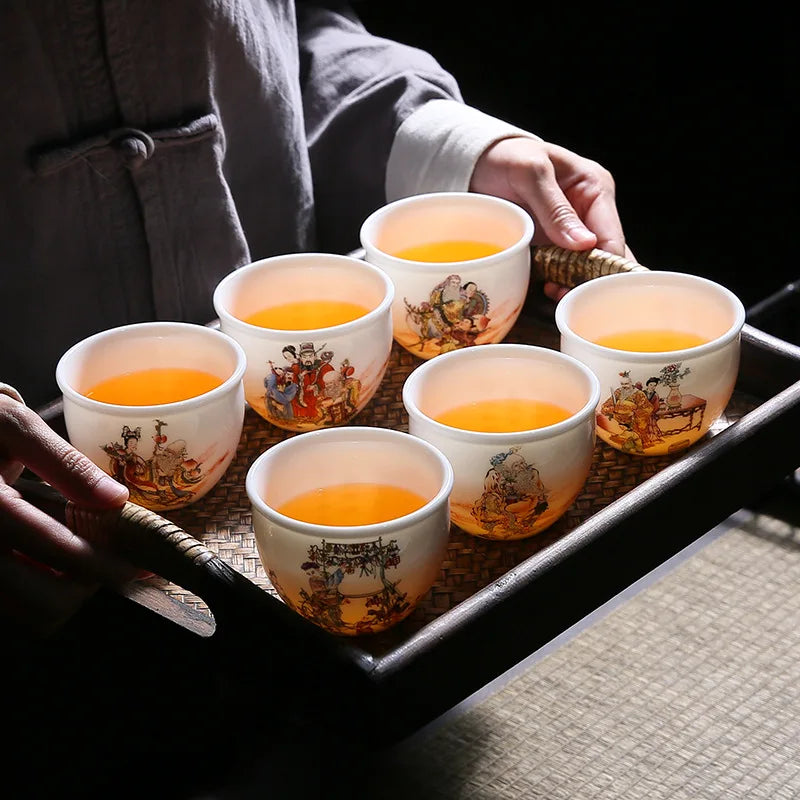 White Porcelain Tea Cup Large Handmade Ceramic Teacup Household Tea Bowl Handpainted Kung Fu Tea Set Master Cup Chinese Teaware