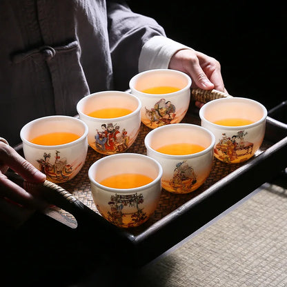 White Porcelain Tea Cup Large Handmade Ceramic Teacup Household Tea Bowl Handpainted Kung Fu Tea Set Master Cup Chinese Teaware