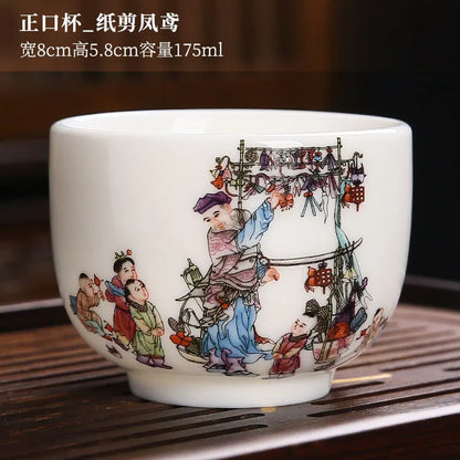 White Porcelain Tea Cup Large Handmade Ceramic Teacup Household Tea Bowl Handpainted Kung Fu Tea Set Master Cup Chinese Teaware