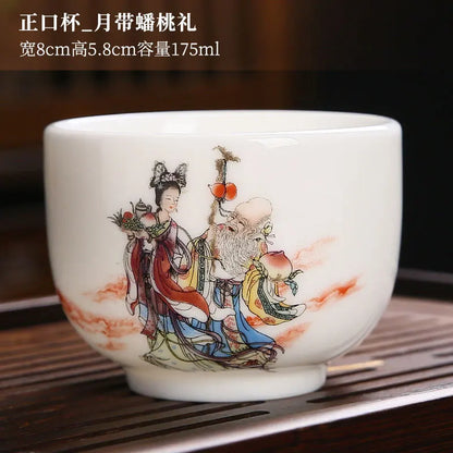 White Porcelain Tea Cup Large Handmade Ceramic Teacup Household Tea Bowl Handpainted Kung Fu Tea Set Master Cup Chinese Teaware