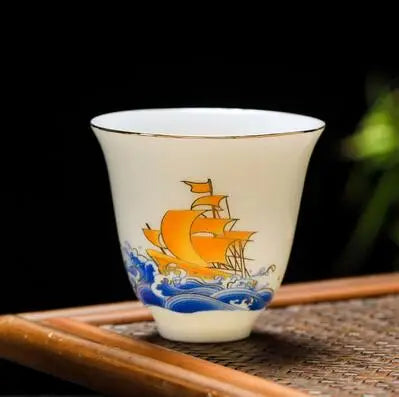 White Porcelain Tea Cup, Single Cup, Lanolin Jade Kungfu Tea Cup, Master Cup, Handmade White Ceramic Drinkware, 24Styles