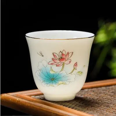 White Porcelain Tea Cup, Single Cup, Lanolin Jade Kungfu Tea Cup, Master Cup, Handmade White Ceramic Drinkware, 24Styles