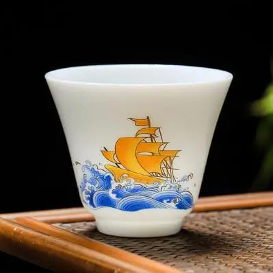 White Porcelain Tea Cup, Single Cup, Lanolin Jade Kungfu Tea Cup, Master Cup, Handmade White Ceramic Drinkware, 24Styles