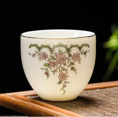 White Porcelain Tea Cup, Single Cup, Lanolin Jade Kungfu Tea Cup, Master Cup, Handmade White Ceramic Drinkware, 24Styles