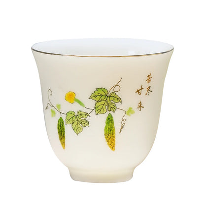 White Porcelain Tea Cup, Single Cup, Lanolin Jade Kungfu Tea Cup, Master Cup, Handmade White Ceramic Drinkware, 24Styles