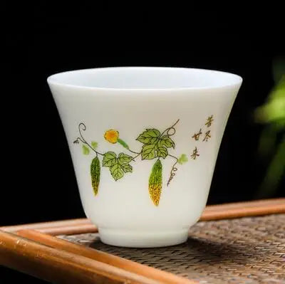 White Porcelain Tea Cup, Single Cup, Lanolin Jade Kungfu Tea Cup, Master Cup, Handmade White Ceramic Drinkware, 24Styles