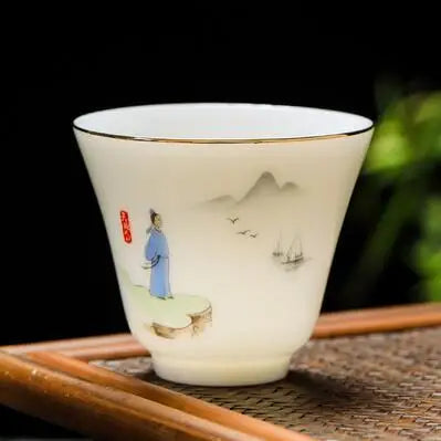White Porcelain Tea Cup, Single Cup, Lanolin Jade Kungfu Tea Cup, Master Cup, Handmade White Ceramic Drinkware, 24Styles