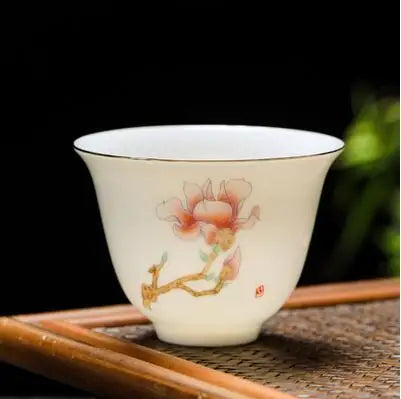 White Porcelain Tea Cup, Single Cup, Lanolin Jade Kungfu Tea Cup, Master Cup, Handmade White Ceramic Drinkware, 24Styles