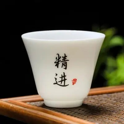 White Porcelain Tea Cup, Single Cup, Lanolin Jade Kungfu Tea Cup, Master Cup, Handmade White Ceramic Drinkware, 24Styles