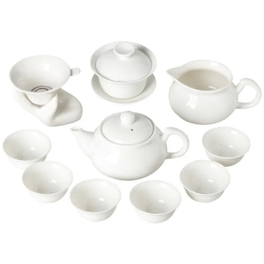 White Porcelain Teapot Chinese Ceramic Tea Infuser Handmade Filter Xishi Pot Traditional Porcelain Tea Set