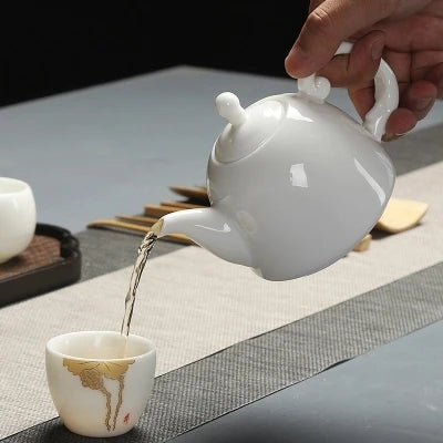 White Porcelain Teapot Dehua Ceramic Handmade kungfu Black Tea Green Tea Set Filter Household Tea Maker Free Shipping