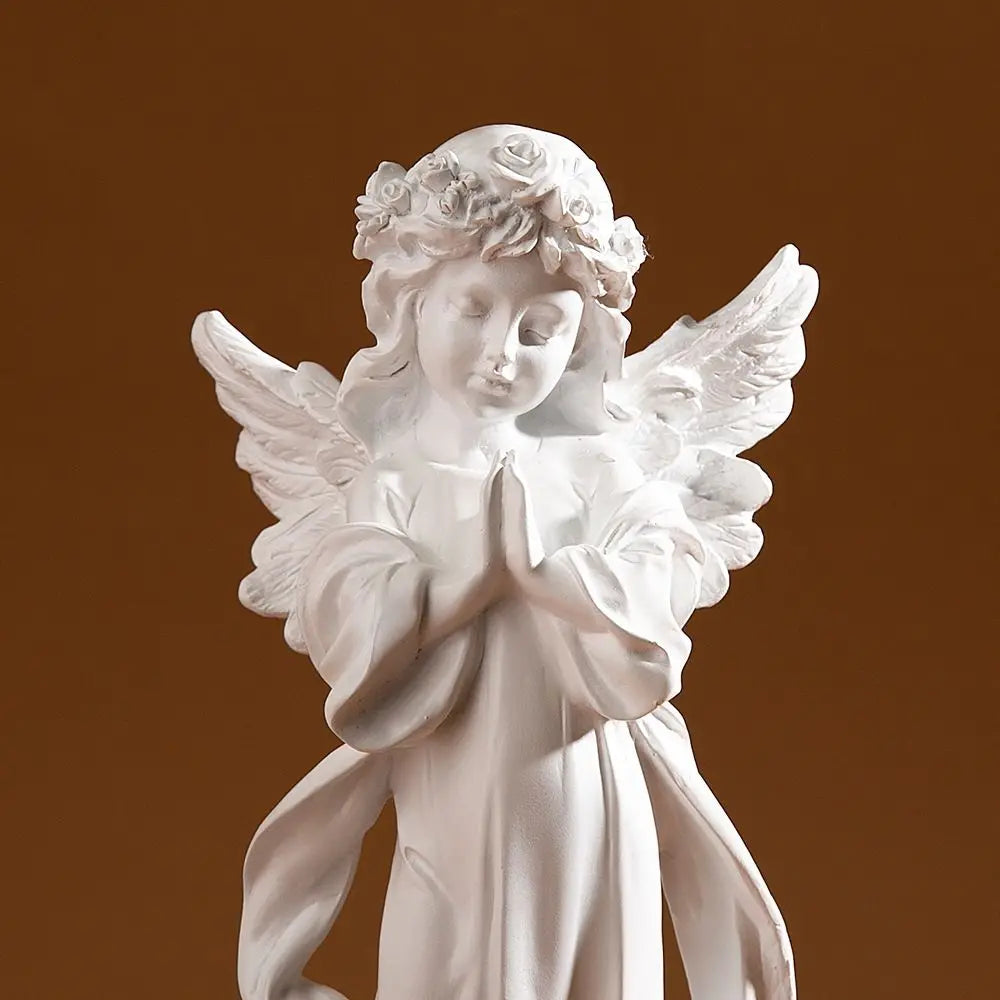White Praying Angel Girl Figurine Home Decor Carving Angel Statue Living Room Sculpture Crafts Ornaments Home Decoration Gift