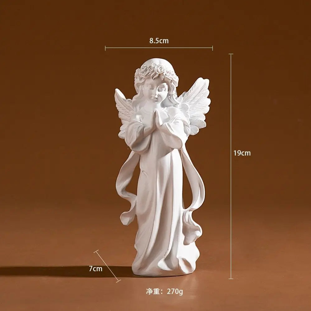 White Praying Angel Girl Figurine Home Decor Carving Angel Statue Living Room Sculpture Crafts Ornaments Home Decoration Gift