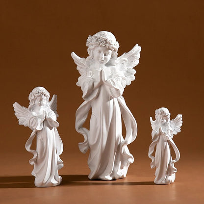 White Praying Angel Girl Figurine Home Decor Carving Angel Statue Living Room Sculpture Crafts Ornaments Home Decoration Gift