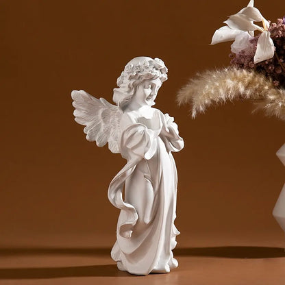 White Praying Angel Girl Figurine Home Decor Carving Angel Statue Living Room Sculpture Crafts Ornaments Home Decoration Gift