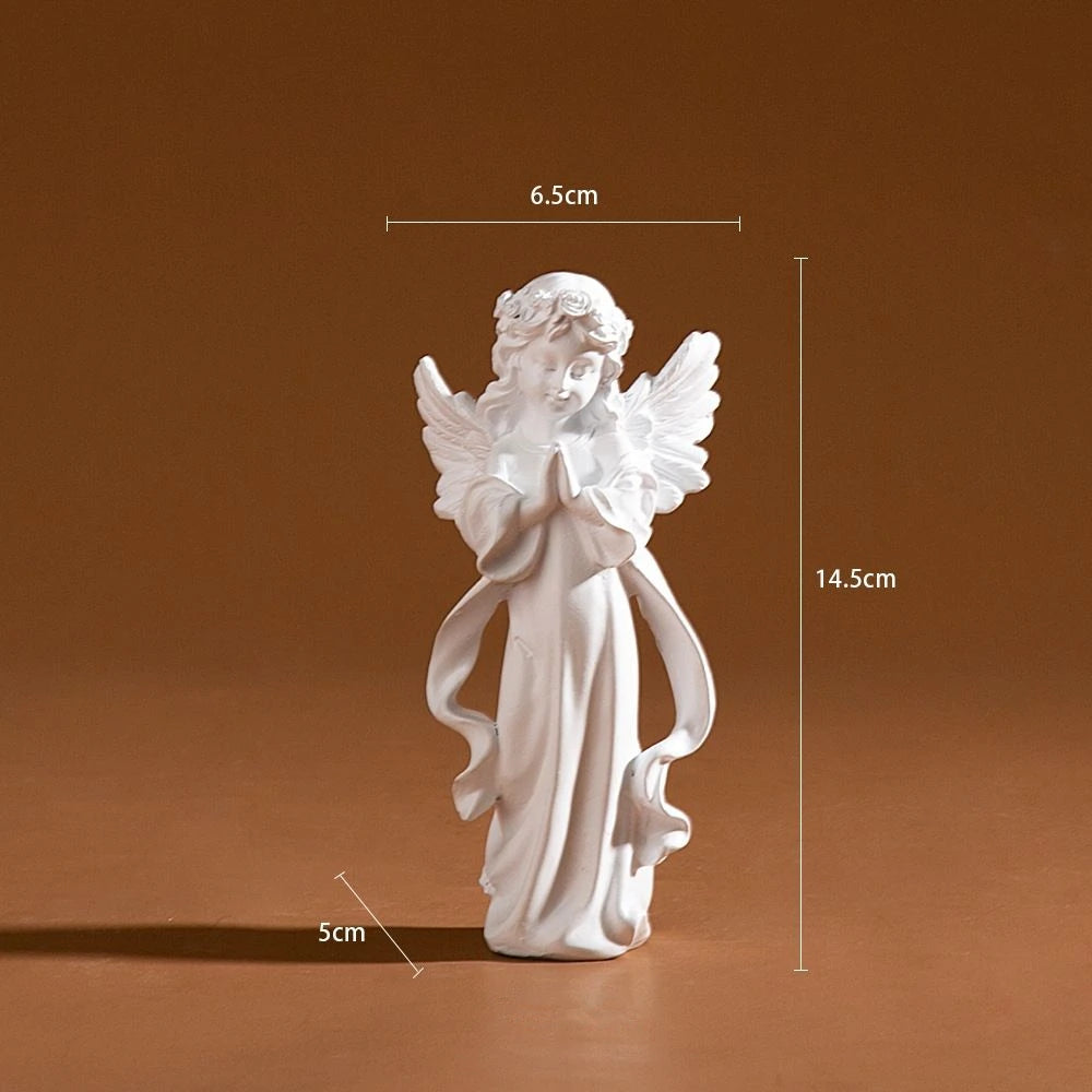 White Praying Angel Girl Figurine Home Decor Carving Angel Statue Living Room Sculpture Crafts Ornaments Home Decoration Gift
