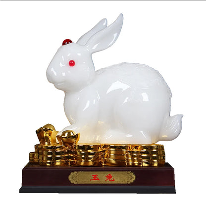 White Rabbit Feng shui rabbit statue for h Plutus Accumulate The Mythical Wild Animal  Jade Medallion AndThe mascot of good luck