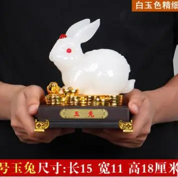 White Rabbit Feng shui rabbit statue for h Plutus Accumulate The Mythical Wild Animal  Jade Medallion AndThe mascot of good luck