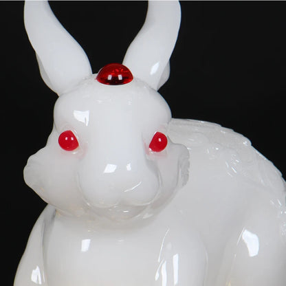White Rabbit Feng shui rabbit statue for h Plutus Accumulate The Mythical Wild Animal  Jade Medallion AndThe mascot of good luck