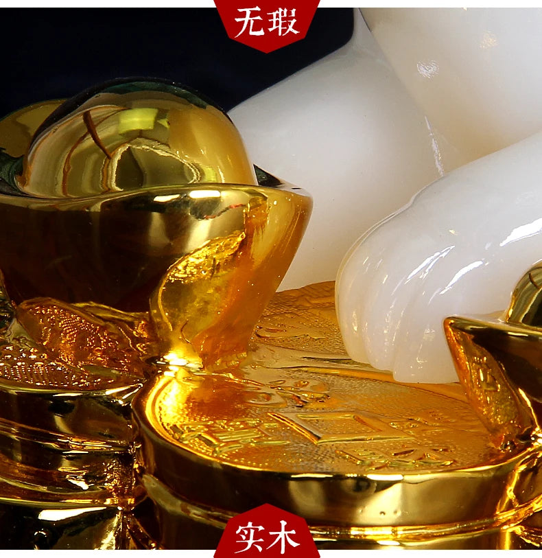 White Rabbit Feng shui rabbit statue for h Plutus Accumulate The Mythical Wild Animal  Jade Medallion AndThe mascot of good luck