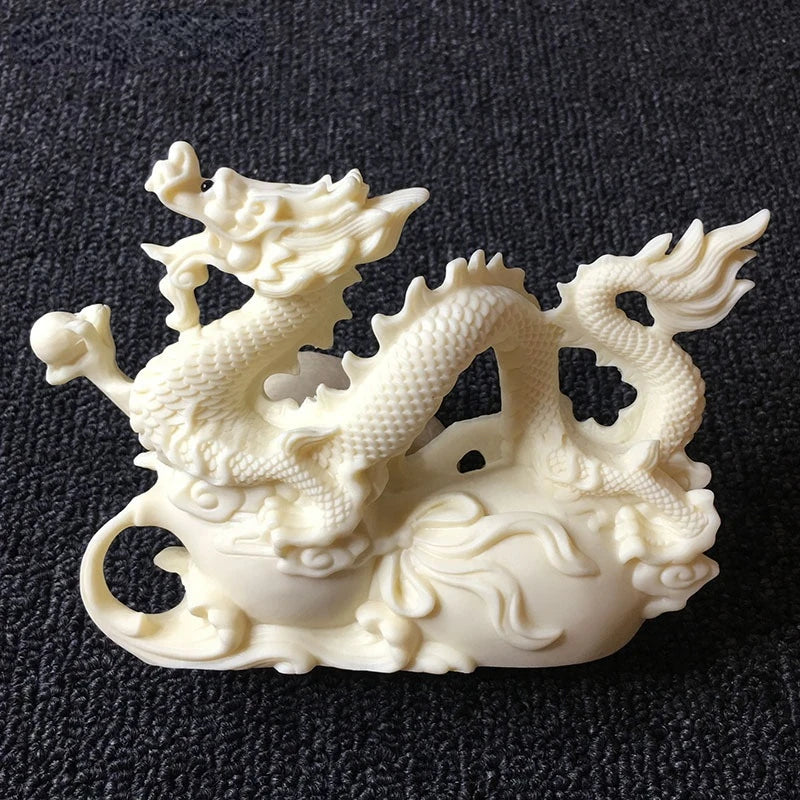 White Tamron statue，Modern art sculpture，Exquisite carving，Chinese zodiac auspicious dragon，High-end home decoration statue