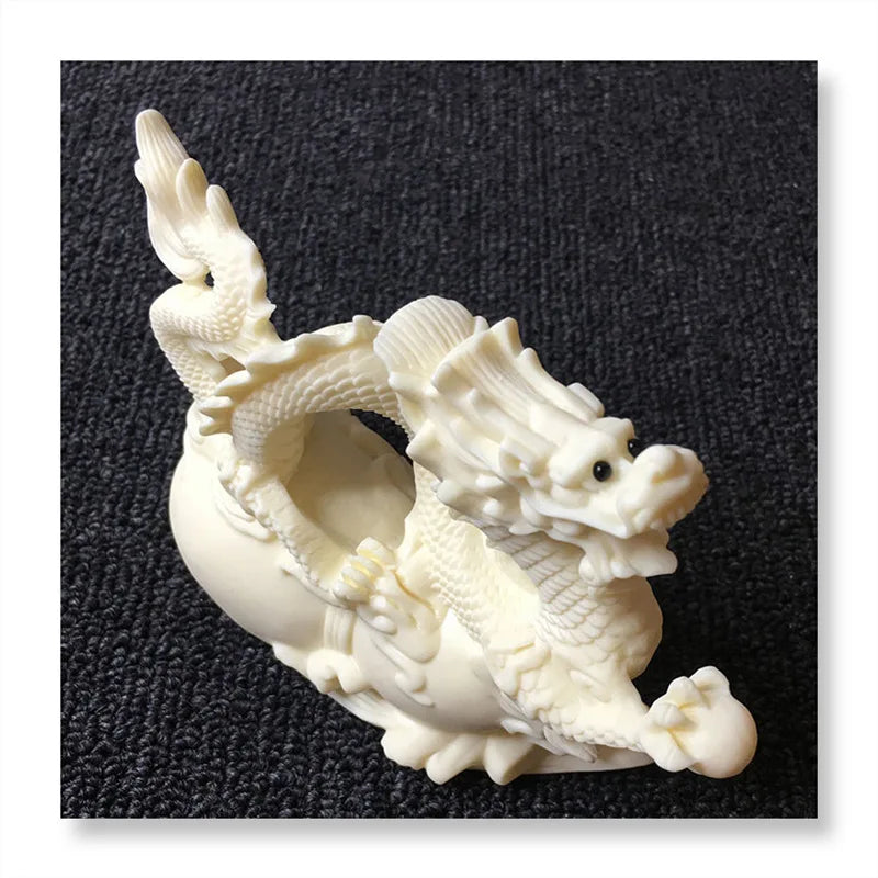 White Tamron statue，Modern art sculpture，Exquisite carving，Chinese zodiac auspicious dragon，High-end home decoration statue
