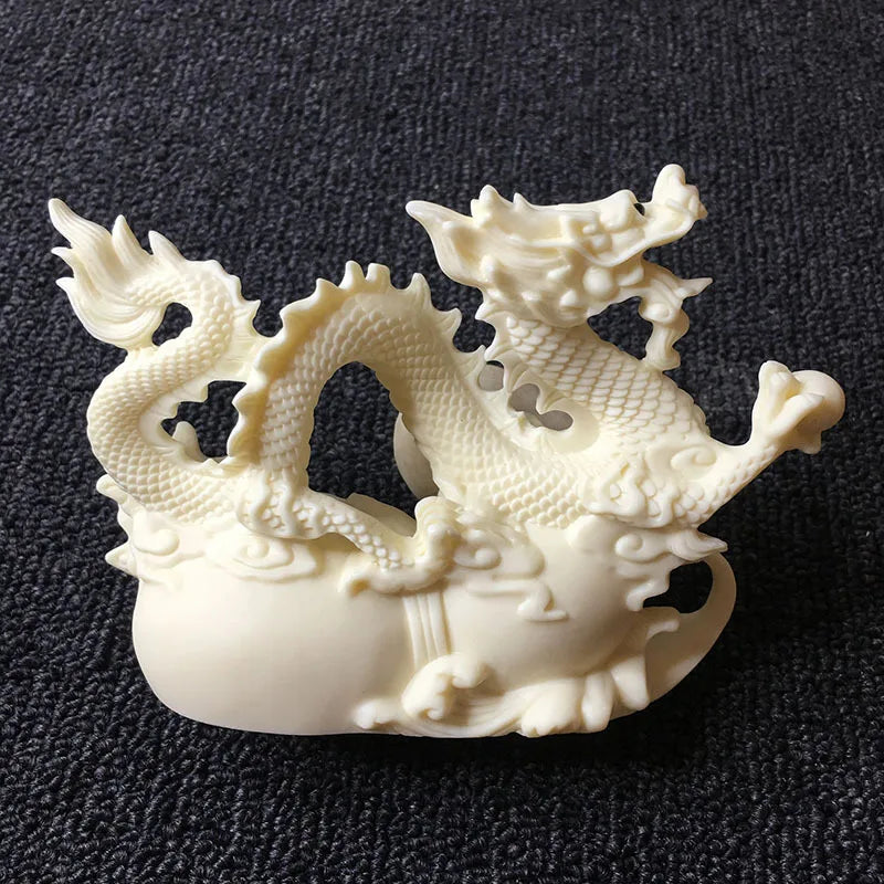 White Tamron statue，Modern art sculpture，Exquisite carving，Chinese zodiac auspicious dragon，High-end home decoration statue