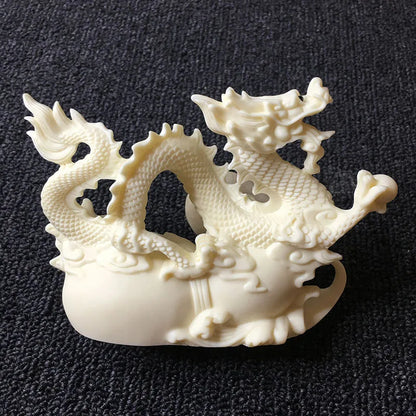 White Tamron statue，Modern art sculpture，Exquisite carving，Chinese zodiac auspicious dragon，High-end home decoration statue
