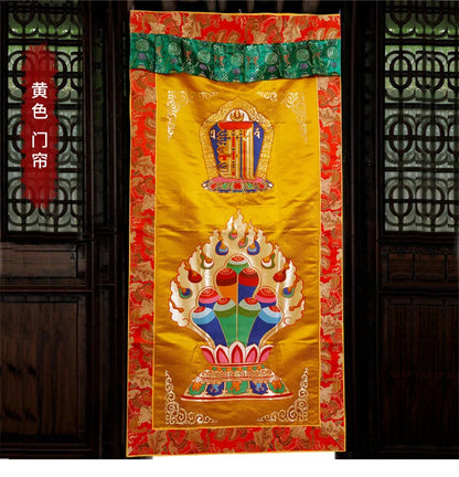 Wholesale 180CM Greco-Buddhist Nepal Tibet Buddhism ART Kalachakra Auspicious Embroidery wall Tapestry Door curtain talisman