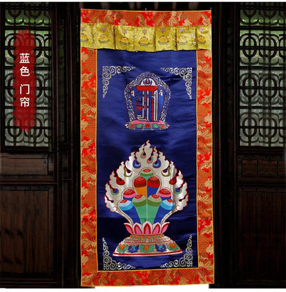 Wholesale 180CM Greco-Buddhist Nepal Tibet Buddhism ART Kalachakra Auspicious Embroidery wall Tapestry Door curtain talisman