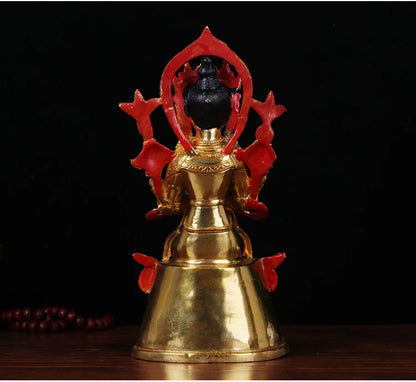 Wholesale   23CM HOME family efficacious Talisman Buddhism full Gilding Gold-plated jampa Buddha of the future Buddha statue