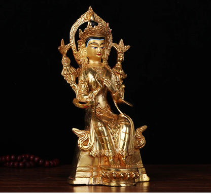 Wholesale   23CM HOME family efficacious Talisman Buddhism full Gilding Gold-plated jampa Buddha of the future Buddha statue