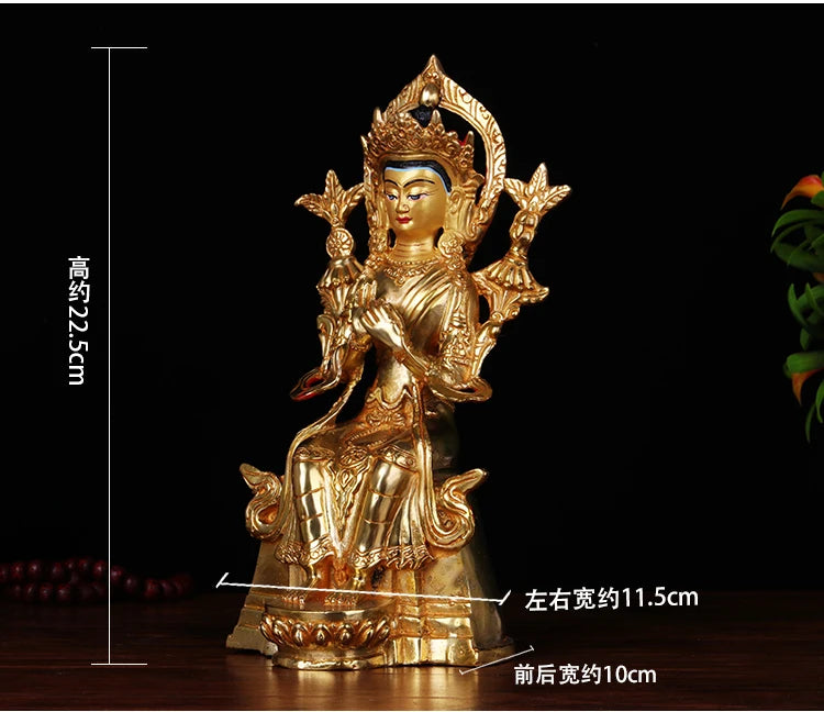 Wholesale   23CM HOME family efficacious Talisman Buddhism full Gilding Gold-plated jampa Buddha of the future Buddha statue