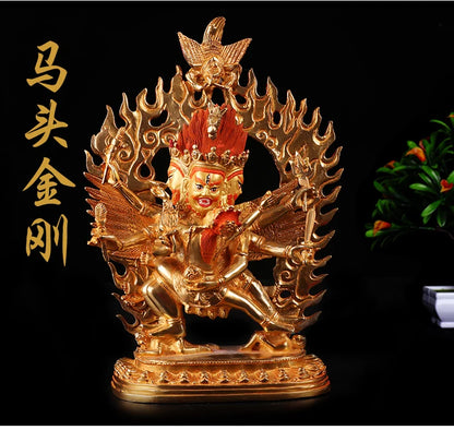 Wholesale Buddha #- GOOD HOME OFFICE House Protection Talisman- Buddhist gilding Hayagriva Buddha brass statue