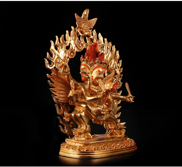 Wholesale Buddha #- GOOD HOME OFFICE House Protection Talisman- Buddhist gilding Hayagriva Buddha brass statue