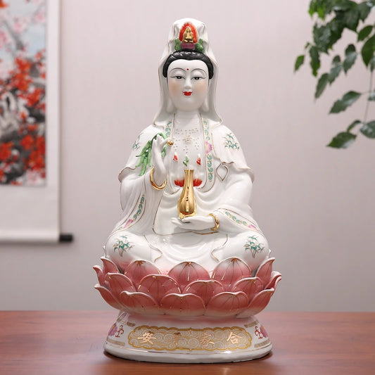 Wholesale Buddha statues Family worship TU DI GONG God of wealth PING AN SONG ZI GUAN YIN statue Bring good luck Recruit wealth