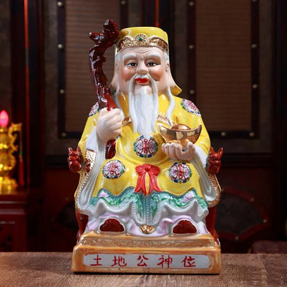 Wholesale Buddha statues Family worship TU DI GONG God of wealth PING AN SONG ZI GUAN YIN statue Bring good luck Recruit wealth