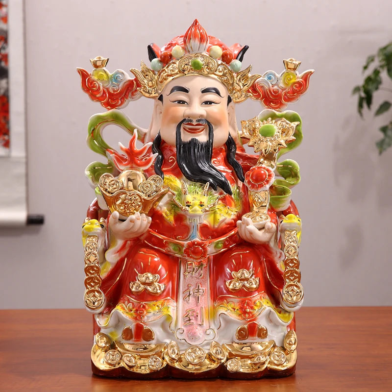 Wholesale Buddha statues Family worship TU DI GONG God of wealth PING AN SONG ZI GUAN YIN statue Bring good luck Recruit wealth