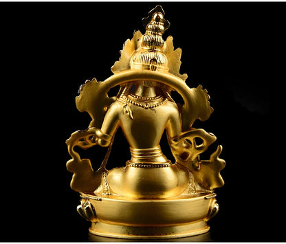 Wholesale Buddha statues HOME efficacious Protection bless family Avalokitesvara White Tara Guanyin Buddha brass gilding statue