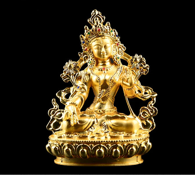 Wholesale Buddha statues HOME efficacious Protection bless family Avalokitesvara White Tara Guanyin Buddha brass gilding statue