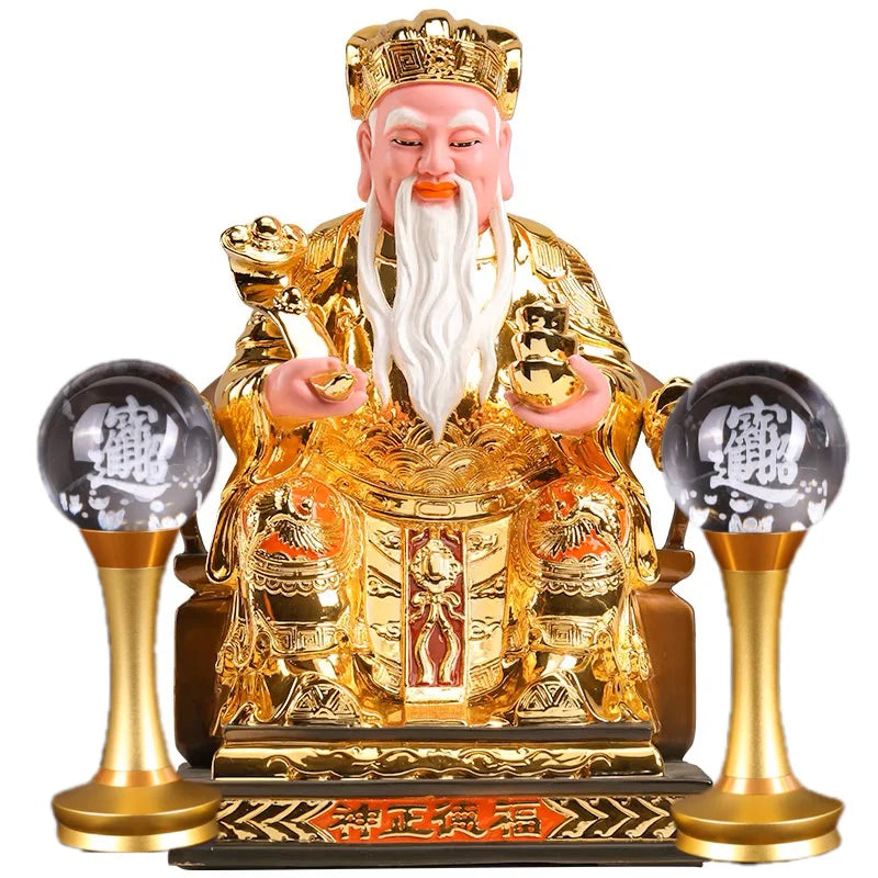 Wholesale Buddhism Altar supply HOME SHOP worship God of wealth Light crystal GUAN GONG TU DI GONG Lamp sacrificial offering 2P